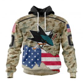Custom San Jose Jersey Sharks Specialized For United State With Camo Color Zip Up D4