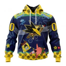 Customized San Jose Jersey Sharks Specialized Jersey With SpongeBob Zip Up D11