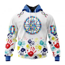 Personalized Boston Jersey Bruins Autism Awareness Hands Design Zip Up D20
