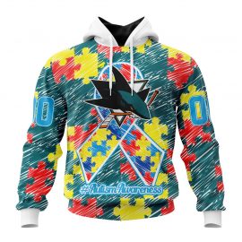 Personalized San Jose Jersey Sharks Special Autism Awareness Month Zip Up D15