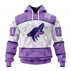 Personalized Arizona Coyotes Special Lavender Fights Cancer Zip Up D25