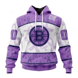 Personalized Boston Jersey Bruins Special Lavender Fights Cancer Zip Up D26