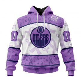 Personalized Edmonton Jersey Oilers Special Lavender Fights Cancer Zip Up D24