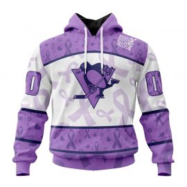Personalized Pittsburgh Penguins Special Lavender Fights Cancer Zip Up D19