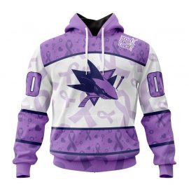 Personalized San Jose Jersey Sharks Special Lavender Fights Cancer Zip Up D19