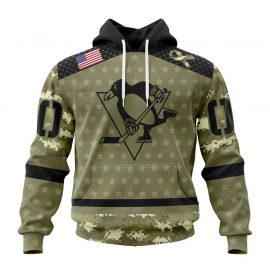 Personalized Pittsburgh Penguins Special Camo Military Appreciation Zip Up D16