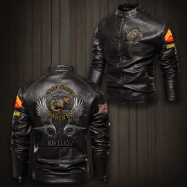 Gift Idea Marines MDCCLXXV Jacket New Stand Collar Leather Jacket LP7