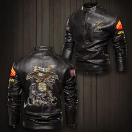 Gift For Him Marines Jacket Eagle New Stand Collar Leather Jacket LP1