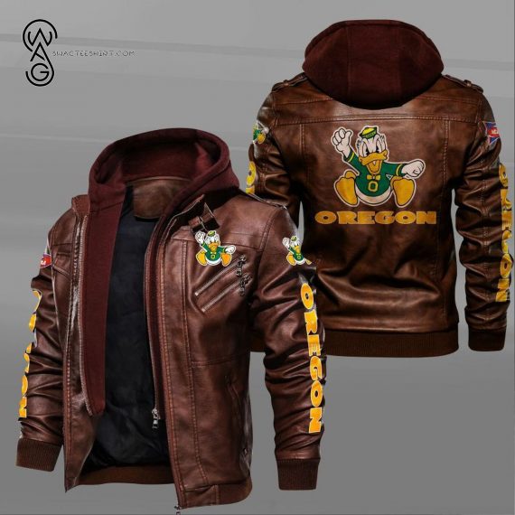 Oregon Ducks Sport Team Leather Jacket 1