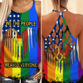 Gift Ideas For Lgbt We The People Means Everyone Cross Open Back Camisole Tank Top