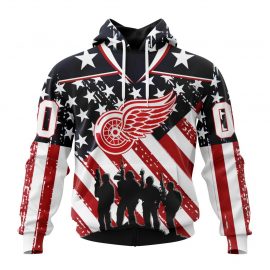 Custom Detroit Red Wings Specialized For Honor US Military Zip Up D3