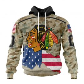 Personalized Chicago Unique BlackHawks For United State With Camo Color Custom Jersey