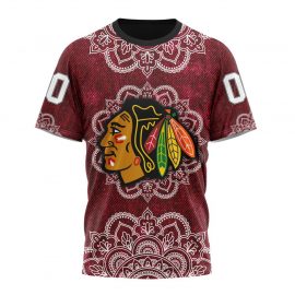 Personalized Chicago Unique BlackHawks Mandala Style Short Sleeve For Fan