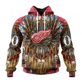Customized Detroit Red Wings Special Native Costume Design Zip Up D10