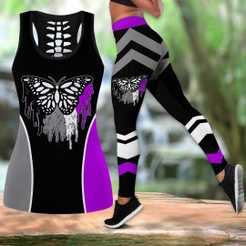 Gift Ideas For Asexual Pride Butterfly Tank Top And Leggings Set