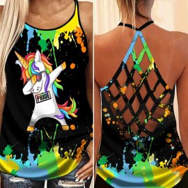 Gift Ideas For Unicorn Loves Color Loves Lgbt Limited Cross Open Back Camisole Tank Top 2