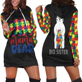 Mama Bear Big Sister Autism Support Hoodie Dress