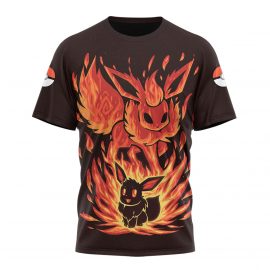 Anime Pokemon Evolve Flareon Custom Short Sleeve Jersey For Men And Women