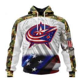 Personalized Columbus Blue Jackets Design With Our America Eagle Flag Short Sleeve