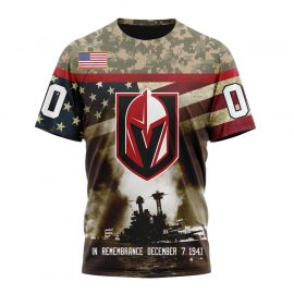 Personalized Vegas Golden Knights Specialized Remember Pearl Harbor Short Sleeve