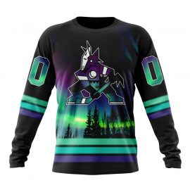 Personalized Arizona Coyotes Design With Northern Lights Long Sleeve