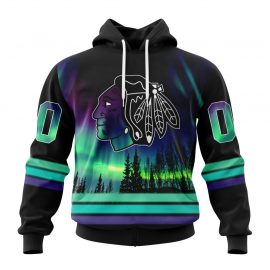 Personalized Chicago Unique BlackHawks Design With Northern Lights Custom Jersey