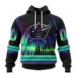 Personalized Columbus Blue Jackets Design With Northern Lights Short Sleeve