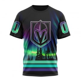 Personalized Vegas Golden Knights Design With Northern Lights Short Sleeve