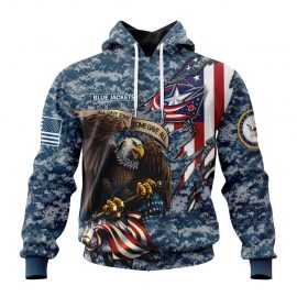 Personalized Columbus Blue Jackets Honor US Navy Veterans Short Sleeve For Fan
