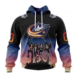 Personalized Columbus Blue Jackets Kiss Band Design Short Sleeve For Fan