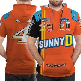 Kevin Harvick Nascar Racing Customized Name And Number Short Sleeve Hooded Jersey I