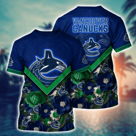 Vancouver Canuck  Flower Unique Hawaii Design Short Sleeve Gift Idea For Men Women V