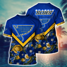St Louis Blues Flower Unique Hawaii Design Short Sleeve Gift Idea For Fan II