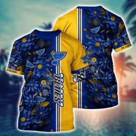 St Louis Blues Flower Unique Hawaii Design Special Short Sleeve Gift Idea For Men Women IX