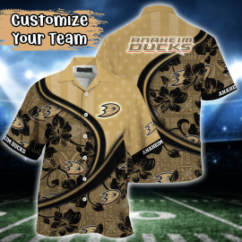 Anaheim Ducks US Flag Flower Design Hawaii Button Shirt Cool Style For Fan I