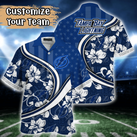 Tampa Special Lightning Bay US Flag Flower Design Hawaii Button Shirt Cool Style