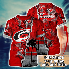 Carolina Special Hurricanes Flower Unique Hawaii Design Short Sleeve Gift Idea For Fan III