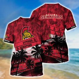 Ottawa Senators Palm Tree Pattern Hawaii Design Special Short Sleeve Gift For Fan I