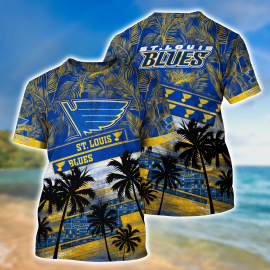St Louis Blues Palm Tree Pattern Special Short Sleeve Unique Design Gift Idea