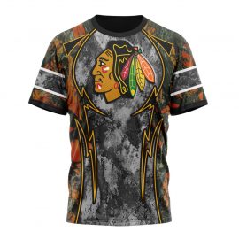 Personalized Chicago Unique BlackHawks Camo Concept Hunting In Forest Short Sleeve