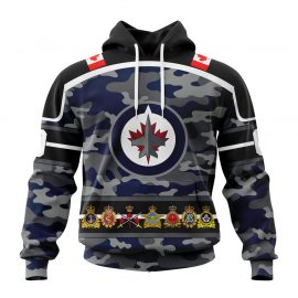 Customized Winnipeg Jets Camo Team And Military Design Custom Jersey For Fan