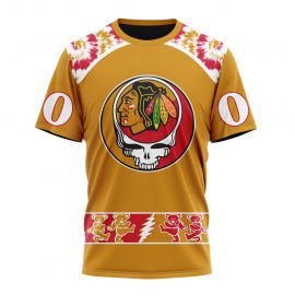 Personalized Chicago Unique BlackHawks Design The Greatful Dead Skull Short Sleeve