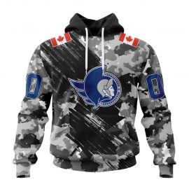 Personalized Ottawa Senators Grey Camo Military And USA Flags On Shoulder