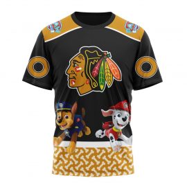 Personalized Chicago Unique BlackHawks Special Paw Patrol Design Short Sleeve For Fan