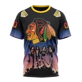 Personalized Chicago Unique BlackHawks Kiss Band Design Short Sleeve For Fan