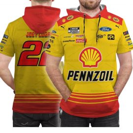 Joey Logano Nascar Racing Customized Name And Number Short Sleeve Hooded Jersey I