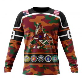 Personalized Arizona Coyotes Camo Color And Military Force Long Sleeve