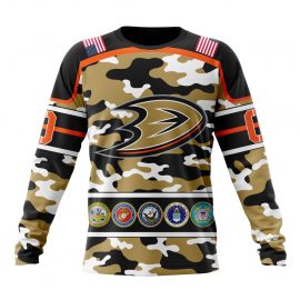 Personalized Anaheim Ducks Camo Color And Military Force Long Sleeve