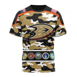 Personalized Anaheim Ducks Camo Color And Military Force Short Sleeve