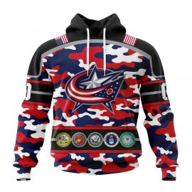 Personalized Columbus Blue Jackets Camo Color And Military Force Custom Jersey